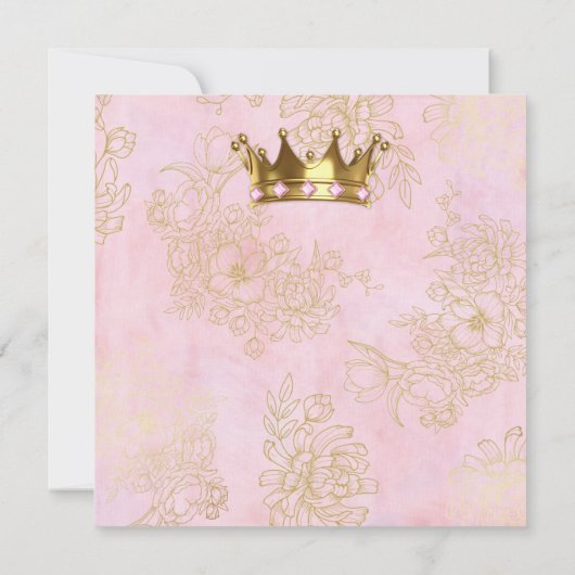 Prinses Roze Fluwelen Troon Gouden Kroon Verjaarda Kaart (Achterkant)