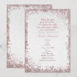 Prinses Roze Glitters Witte Damast Bruidsdouche Kaart