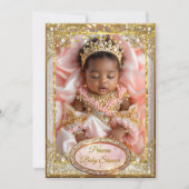 Prinses Roze Goud Baby Meisje Douche Etnische Pare Kaart (Voorkant)