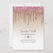 Prinses ROZE GOUD Druppelende Glitters QUINCEANERA Kaart (Voorkant)
