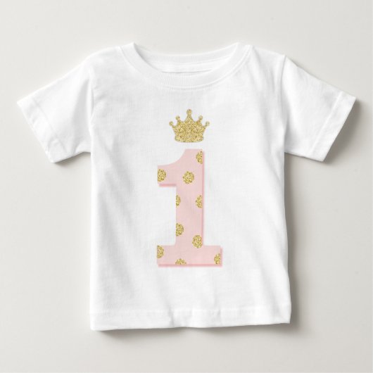 Prinses Roze Goud Glitter 1e Verjaardag Eerste (Voorkant)