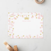 Prinses Roze Goud Glitter Stippen Briefpapier Notitiekaartje (Voorkant / Achterkant in situ)
