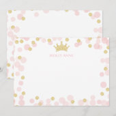 Prinses Roze Goud Glitter Stippen Briefpapier Notitiekaartje (Voorkant / Achterkant)
