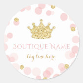 Prinses Roze & Goud Glitter Stippen Ronde Sticker (Voorkant)