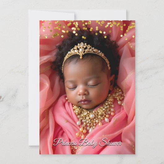 Prinses Roze Goud Tiara Baby Meisje Douche Etnisch Kaart (Voorkant)