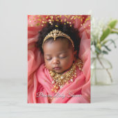 Prinses Roze Goud Tiara Baby Meisje Douche Etnisch Kaart (Staand voorkant)