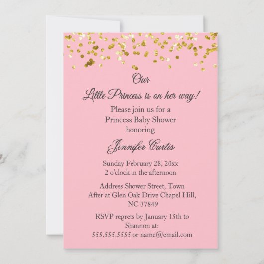 Prinses Roze Goud Tiara Baby Meisje Douche Etnisch Kaart (Achterkant)