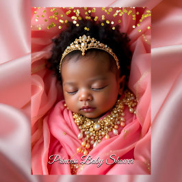 Prinses Roze Goud Tiara Baby Meisje Douche Etnisch Kaart