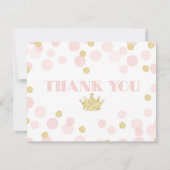Prinses Roze & Gouden Glitter Dank u kaart (Voorkant)