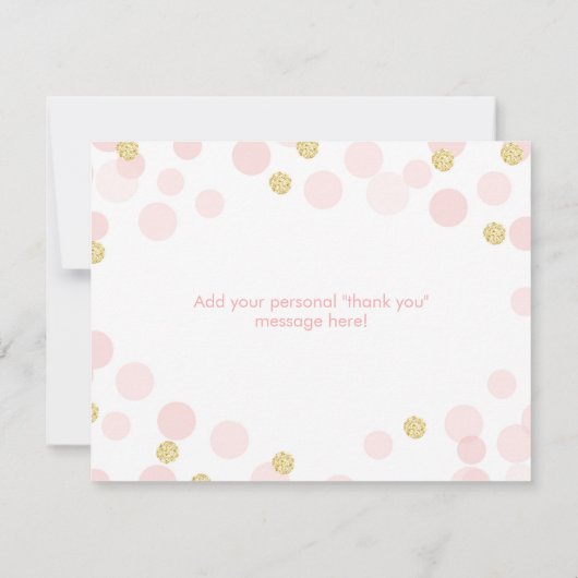Prinses Roze & Gouden Glitter Dank u kaart (Achterkant)