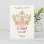 Prinses roze gouden kroon betoverende verjaardag kaart (Staand voorkant)