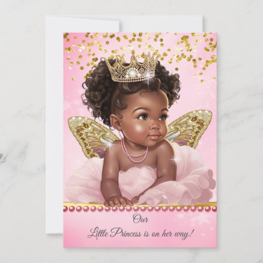 Prinses Roze Gouden Vlinder Baby shower Etnisch Kaart (Voorkant)