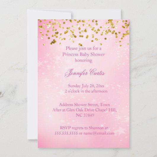 Prinses Roze Gouden Vlinder Baby shower Etnisch Kaart (Achterkant)