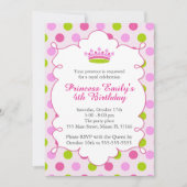 Prinses Roze Groen Meisje Verjaardag Uitnodiging (Voorkant)