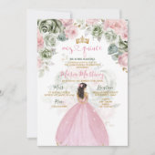Prinses Roze Jurken Floral Sage Green Mis Quince Kaart (Voorkant)