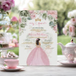 Prinses Roze Jurken Floral Sage Green Mis Quince Kaart<br><div class="desc">Prinses Roze Jurken Floral Sage Green Mis Quince Invitation Quinceañera 15 Anos,  16e Verjaardag Vlinder</div>