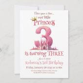 Prinses Roze Kasteel Derde 3e Verjaardag Kaart (Voorkant)