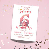 Prinses Roze Kasteel Meisje 6e Verjaardag Kaart