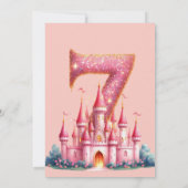 Prinses Roze Kasteel Meisje Zevende Verjaardag Kaart (Achterkant)