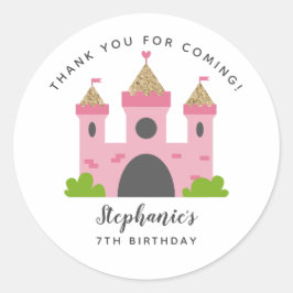 Prinses Roze Kasteel Verjaardagsfeest Ronde Sticker