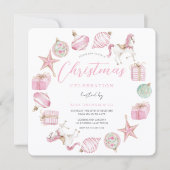 Prinses Roze Krans Kerstfeest Kaart (Voorkant)