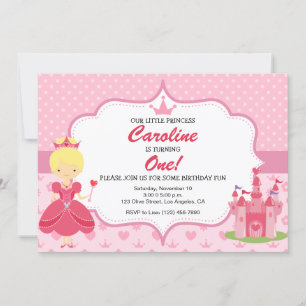 Prinses Roze Meisje Verjaardag Uitnodiging