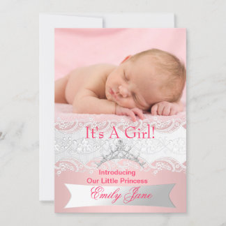 Prinses Roze Nieuwe Baby Meisje Aankondiging Foto
