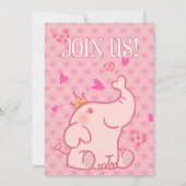 Prinses Roze Olifant 1e Verjaardagsfeestje Aangepa Kaart (Achterkant)