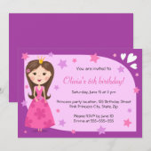 prinses roze paarse schattige meisjes verjaardag kaart (Voorkant / Achterkant)