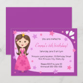  prinses roze paarse schattige meisjes verjaardag kaart (Voorkant / Achterkant)