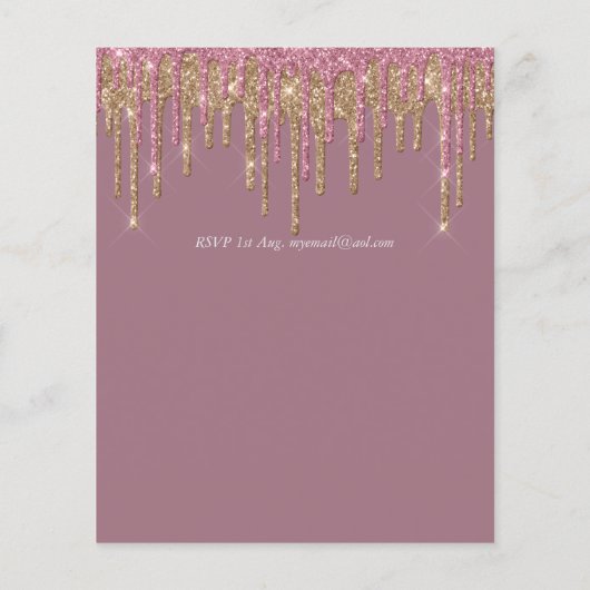 Prinses ROZE ROZE GOUD Drip Glitter ELKE VERJAARDA (Achterkant)