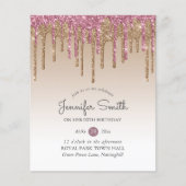 Prinses ROZE ROZE GOUD Drip Glitter ELKE VERJAARDA (Voorkant)