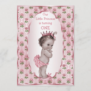 Prinses Roze Rozen 1e of 2e Verjaardag Kaart