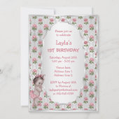  Prinses Roze Rozen Zilver Baby Verjaardag Kaart (Achterkant)