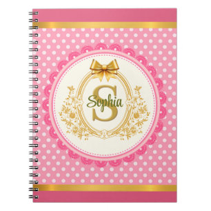 Prinses Roze Stip Royal Gouden Monogram Notitieboek