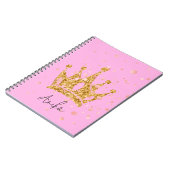 prinses roze tiara glitters notitieboek (Linkerzijde)