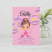 Prinses roze verjaardag uitnodiging (Staand voorkant)