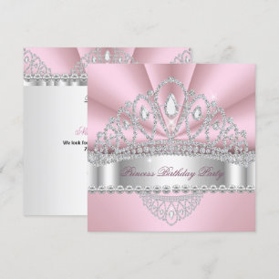 Prinses Roze Witte Diamanten Diadeem Verjaardagsfe Kaart