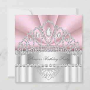 Prinses Roze Witte Diamanten Diadeem Verjaardagsfe Kaart