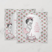 Prinses Rozen 1e Verjaardagstaart Zilver Kaart (Voorkant / Achterkant)