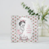 Prinses Rozen 1e Verjaardagstaart Zilver Kaart (Staand voorkant)