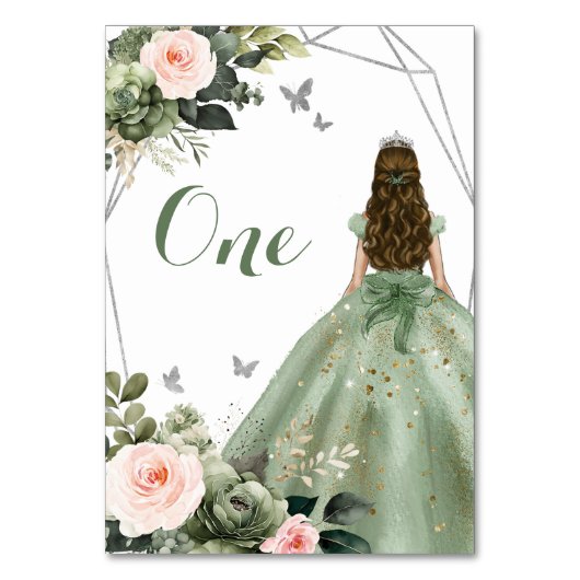 Prinses Sage Groen Bloem Blush Roze 15 Años Kaart (Achterkant)