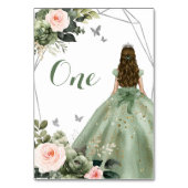 Prinses Sage Groen Bloem Blush Roze 15 Años Kaart (Voorkant)