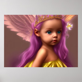 Prinses Schattig klein meisje vlinder paars goud Poster