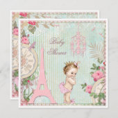  prinses Shabby Chic Baby shower Kaart (Voorkant / Achterkant)