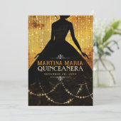 Prinses Silhouette Stedelijk Goud Verjaardag Quinc Kaart (Staand voorkant)