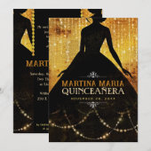 Prinses Silhouette Stedelijk Goud Verjaardag Quinc Kaart (Voorkant / Achterkant)