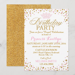 Prinses Sparkle roze en gouden glitter verjaardag Kaart