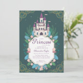 Prinses Sprookje Kasteel Bos Baby Meisje Douche Kaart (Staand voorkant)