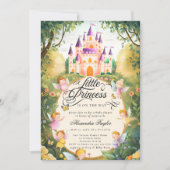 prinses sprookje kasteel feeën baby meisje douche kaart (Voorkant)